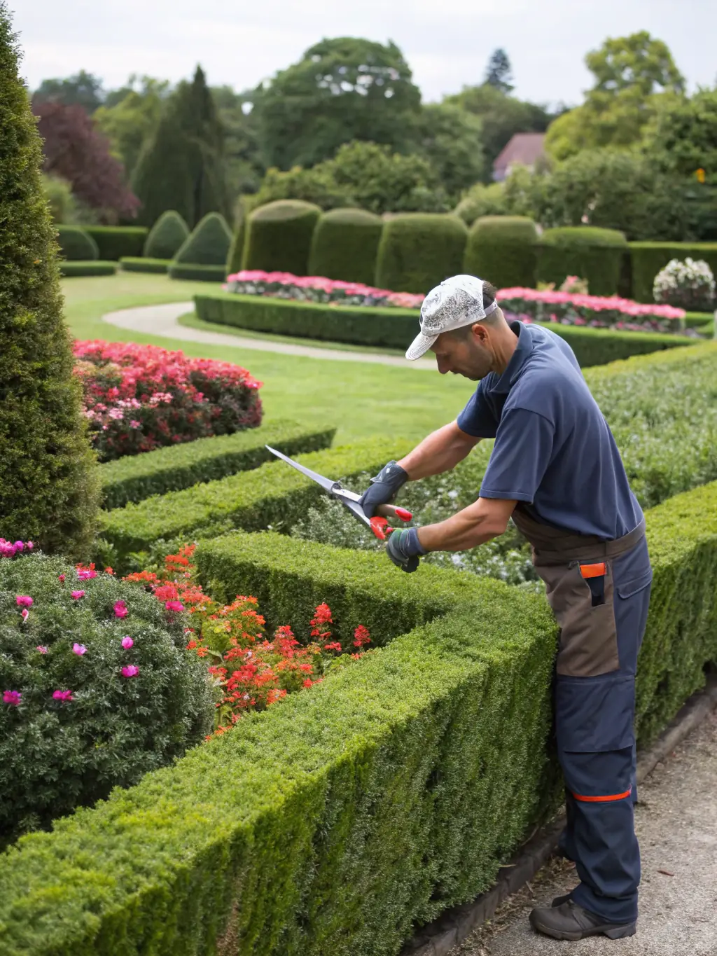 A landscaper maintaining the grounds of a commercial property, enhancing its curb appeal and creating a welcoming environment.